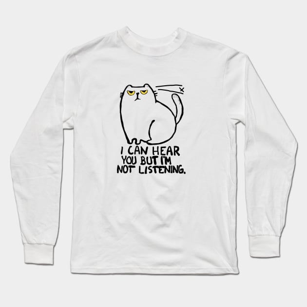 lazy cat kitten not listening Long Sleeve T-Shirt by Roocolonia